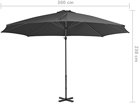 CLSDRZC Cantilever Umbrella with Aluminium Pole Anthracite 300 cm,Garden Parasol Weights,Gazebo Weights Parasols Base