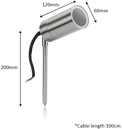 Auraglow Mains Powered Outside Stainless Steel Garden Outdoor LED GU10 Path Spike Light (Warm White)