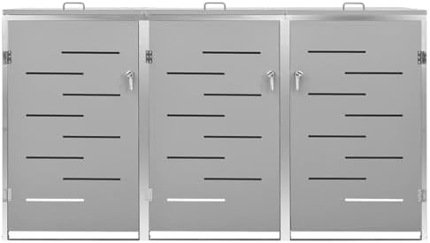 Triple Wheelie Bin Shed Trash Bin Storage Cover Hide Dustbin Bin Garden 207x77.5x112.5 cm Stainless Steel Type3