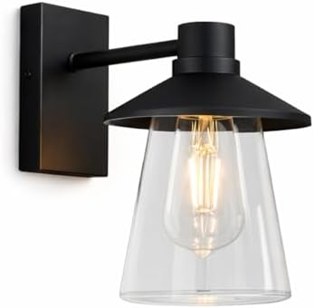 CGC Lighting Outdoor Outside Wall Light Traditional, E27 Bulb, Mains Powered, Garden, Porch, Patio (Black)