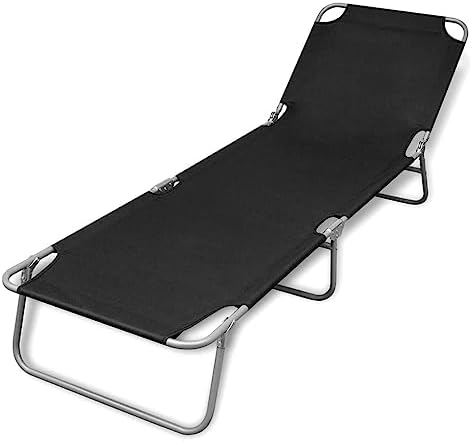 Lounge ChairTanning Chair,Folding Sun Lounger Powder-Coated Steel Black,Outdoor Chaise Lounge Folding,Summer Patio Furniture