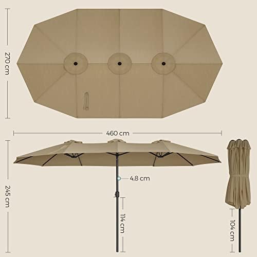 SONGMICS 460 x 270 cm Double-Sided Parasol Umbrella, Extra Large Garden Patio Parasol, Twin Sun Shade Canopy, UPF 50+ Protection, Crank, for Market Outdoor Garden Terrace, No Base