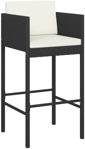 Outdoor Dining Set Bistro Furniture,for Balcony Terrace Poolside,9 Piece Garden Bar Set with Cushions Black Poly Rattan
