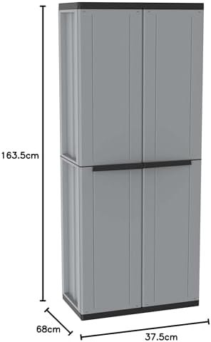 Terry, Jline 368, 2 Door Cabinet with 1 Internal Shelving and 4 Shelves - 68x37.5x163.5 cm