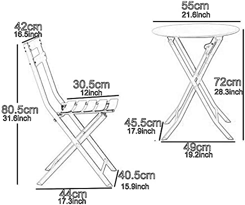 3 Piece Bistro Set - Foldable Patio Table and Chairs with Weather-Resistant - Outdoor Metal Patio Furniture Sets for Yard or Backyard