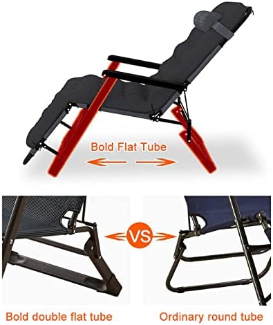 Sun Lounger Zero Gravity Chair for Garden, Outdoor Folding & Reclining Sun Lounger with Head Pillow, Deck Chair for Patio Garden Beach Pool, Max 200Kg