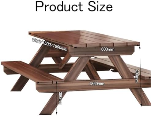 This Outdoor Waterproof Wooden Patio Table & Chair Set, Anti-Corrosion, Sunproof, Imported Solid Wood, Casual Picnic Table for 4-6 Seats, Durable Garden Furniture with Bench
