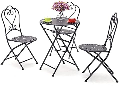 Garden Furniture Set Outdoor Metal Tavern Table And Chair Set, Wrought Iron Foldable Leisure Balcony Table And Chair, Garden Terrace Dining Table And Chair Set, Waterproof And Rust-proof Bal