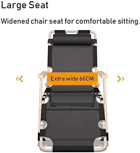 Sun Lounger Garden Chairs Foldable Deck Chair Patio Adjustable Chaise Recliner, Sun Lounger with Cushion Oversize Zero Gravity Foldable Chair for Heavy Duty People (Color, Gray),Black