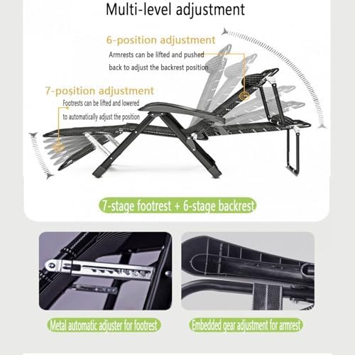 Folding Chaise Lounge Chair13-Position Heavy Duty Sun Lounger Adjustable Garden Recliner with Cushion Extra Wide No Assembly Required Sun Loungers for Garden Terrace Beach Pool