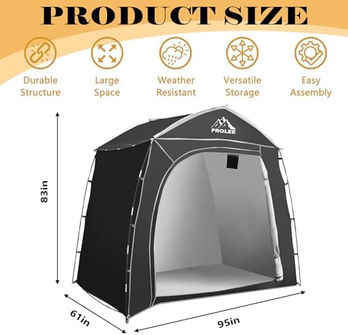 PROLEE Bike Storage 7.3 x 5ft, Black, Waterproof Oxford Fabric, Bike Shed, Garden Sheds & Outdoor Storage