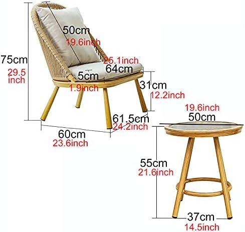 3 Pieces Outdoor Patio Furniture Set - Modern Bistro Set with Coffee Table - Rope Weaving Rattan Conversation Set with Storage Side Table - Balcony Furniture for Garden Balcony Backyard Poolside