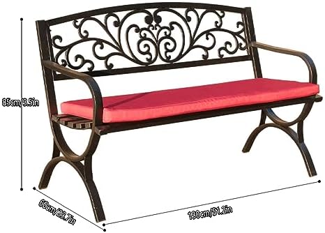 This Waterproof Metal Garden Bench with Cushions, Stylish 3-Seater Outdoor/Indoor Furniture for Patio, Balcony, and Terrace (Color: White A)