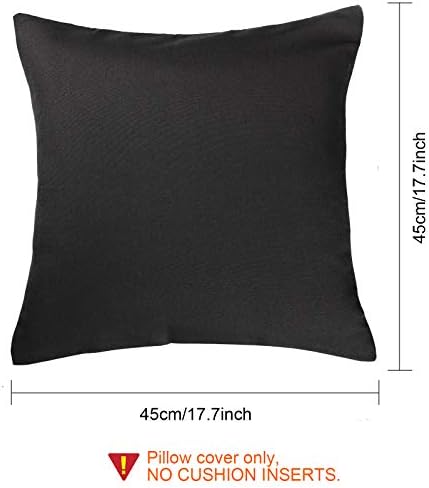 4 Pack Decorative Outdoor Waterproof Throw Pillow Covers, Square Patio Balcony Garden Waterproof Cushion Case, PU Coating Pillow Shell for Couch, Bed, Patio, Sofa, Tent,18 x 18 Inch (Black)