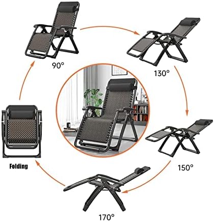 Zero Gravity Lounge Chair with Pillows & Massage Armrests - Adjustable Outdoor Recliner for Poolside, Patio & Beach - Folding Steel Lounge Chair (Brown + Cushion D)