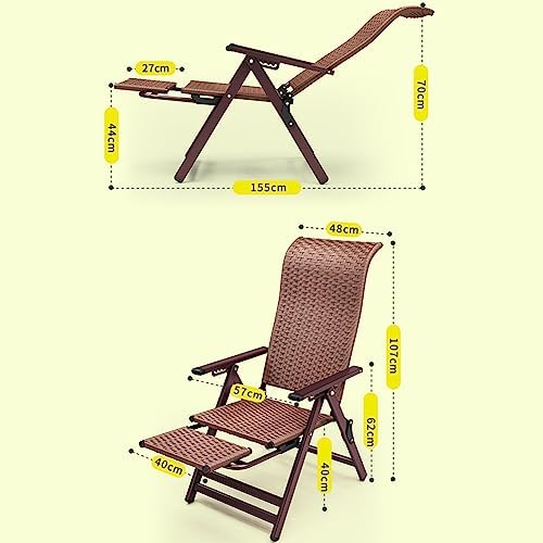 Zero Gravity Lounge Chair - Outdoor Folding Recliner with Telescopic Footrest, Wicker Rattan Design for Patio, Beach, Pool, Lawn & Camping - Indoor & Office Use (Brown)