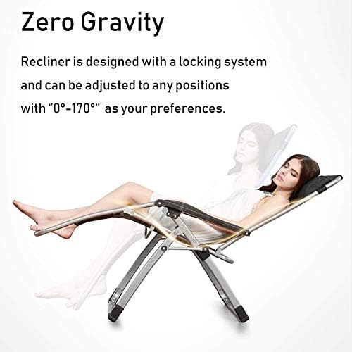 Lounge ChairOversize Zero Gravity Locking Patio Lounger Chair in Garden Outdoors Home Lounge Chair Folding Beach Deck Chair with Cushions Supports 200kg