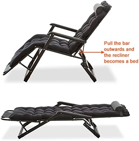 Sun Lounger Zero Gravity Chair for Garden, Outdoor Folding & Reclining Sun Lounger with Head Pillow, Deck Chair for Patio Garden Beach Pool, Max 200Kg