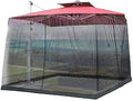 Outdoor Garden Umbrella Your Parasol into a Gazebo Outdoor Sunshade Mosquito Nets Waterproof Anti-insect Roman Umbrella Screen Double Door Design for Patio Courtyard (Color : Black