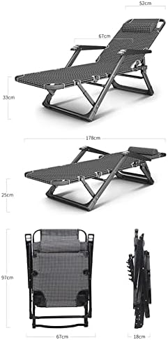 Portable Folding Adult Bed,Lounge Folding Chaise Lounge Chair with Adjustable Recline Portable Sun Lounger with Pillow and Armrest Outdoor Camping Bed for Deck Poolside and Garden Steel Fram