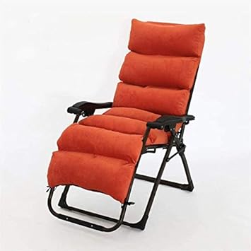 Sun Lounger Garden Chairs Patio Lounger Chair,Oversized Outdoor Folding Deck Chair Reclining Garden Chair Home Lounge Chair with Cotton PadSupport 260kg (Color, Light blue),Orange
