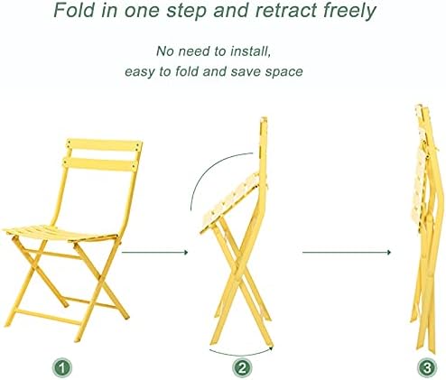 Outdoor Folding Patio Furniture Sets - 3 Piece Patio Set of Foldable Patio Table and Chairs - Metal Patio Bistro Set