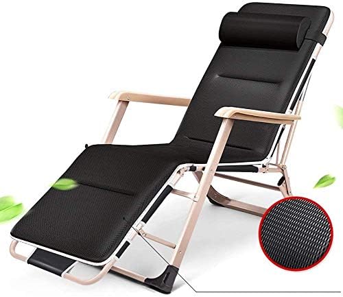 Sun Lounger Garden Chairs Foldable Deck Chair Patio Adjustable Chaise Recliner, Sun Lounger with Cushion Oversize Zero Gravity Foldable Chair for Heavy Duty People (Color, Gray),Black