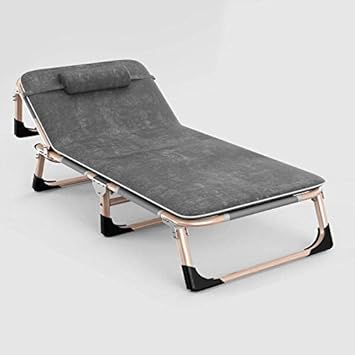 Zero Locking Outdoor Lounger Chair, Folding Sun Lounger, Recliner, Garden Chair, Adjustable Backrest, Light, Foldable-Grey + Pearl Cotton Pad (Gray + Crystal Velvet Pad)