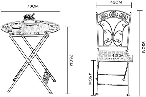 Garden Furniture Set Terrace Bistro Tables and Chairs Garden Dialogue Suit, Weather-resistant Indoor Outdoor Folding Dining Tables and Chairs, Courtyard Metal Coffee Table Seat Lawn Chair, O
