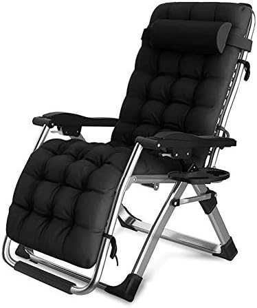Patio Chairs Reclining Sun Loungers Zero Gravity Chaise Lounges Outdoor Garden Rocking Deck Chair For Beach Camping Supports 200kg (Color : Black)