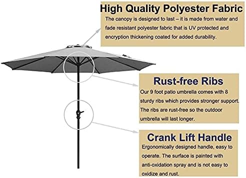 Parasol Umbrella Patio Umbrella Black, Large Sun Shade Umbrella Outdoor Table Umbrella for Rooftop Gazebo, Gives Effective Shade From the Sun
