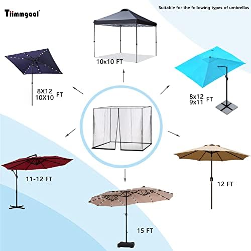 Mosquito Netting for Patio Umbrella 14FT Double Sided Patio Umbrella Canopy Netting &10X10 Ft gazebo (Black)(Does Not Contain Gazebo Patio Umbrella)