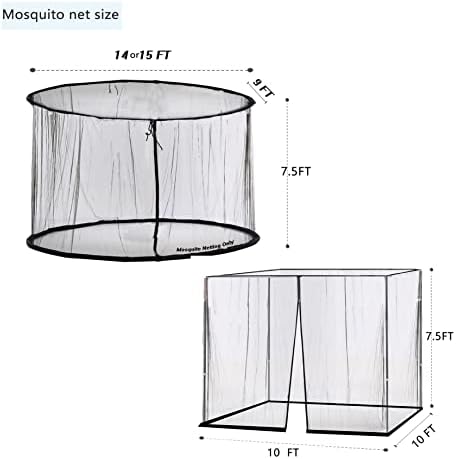 Mosquito Netting for Patio Umbrella 14FT Double Sided Patio Umbrella Canopy Netting &10X10 Ft gazebo (Black)(Does Not Contain Gazebo Patio Umbrella)