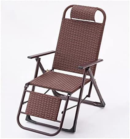 Adjustable Outdoor Sun Lounger - Portable Zero Gravity Folding Chaise Lounge Chair with Pillow for Pool, Beach, Patio, Lawn & Camping - Durable Steel Frame & Woven Rattan (Brown)