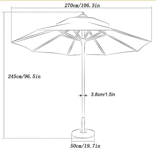 Parasol Umbrella 8.9 Feet Patio Umbrella Pool/gazebo Sun Umbrella with Stable Cement Base, Double-Layer Reinforced Umbrella Bone, Windproof (Color : Khaki)