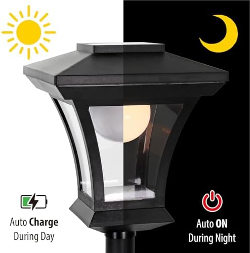 Taylor & Brown 1.5m Tall Solar Powered Lamp Post Light - LED Garden Lantern for Outdoor Lighting, Decorative Patio Lights for Pathway, Walkway, Driveway or Yard