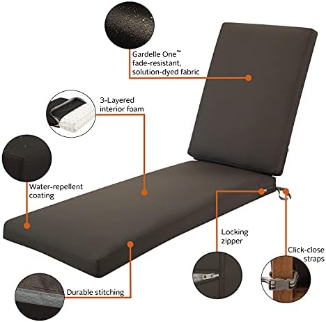 Classic Accessories Ravenna Water-Resistant Patio Chaise Cushion, 80 x 26 x 3 Inch, Espresso