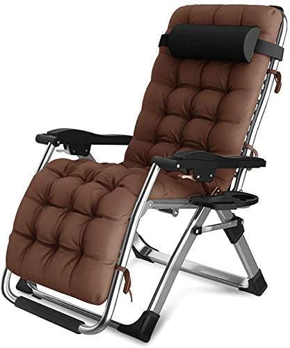 Sun Lounger Garden Chairs Oversize Zero Gravity Locking Patio Lounger Chair in Garden &Outdoors Home Lounge Chair Folding Beach Deck Chair with Cotton Pad Supports 200kg (Color, Brown),Brow