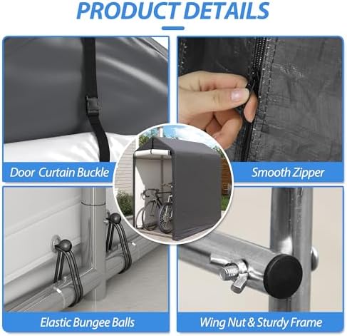 Outdoor Storage Shed 6 x 3Ft Heavy Duty Portable Storage Shelter with Roll-up Zipper Door for Bike, Mower, Garden Storage, CWG001