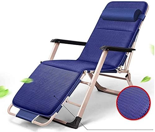 Sun Lounger Garden Chairs Foldable Deck Chair Garden Adjustable Chaise Recliner, Sun Lounger with Cushion Oversize Zero Gravity Patio Foldable Chair for Heavy Duty People (Color, Blue),Blue