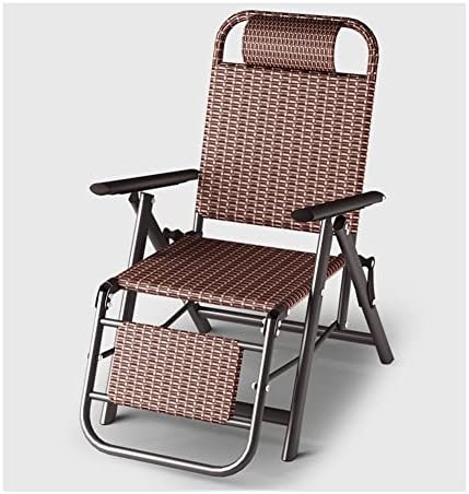 Adjustable Folding Chaise Lounge Chair - Portable Zero Gravity Recliner with Pillow for Outdoor Pool, Beach, Patio & Lawn - Durable Steel Frame & Woven Rattan (Brown)