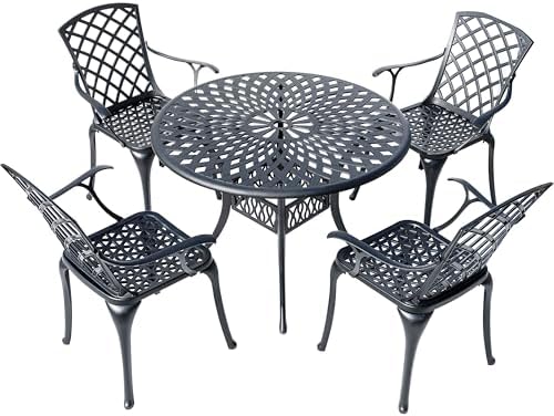 Hi-Line Gift Ltd. Timeless Beauty- Stylish Cast Aluminium Bistro Set in Black
