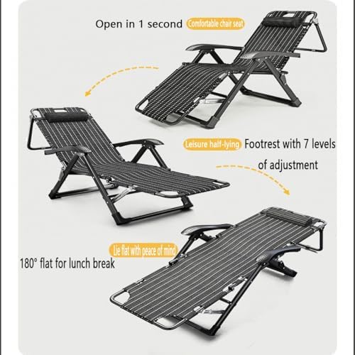 Folding Chaise Lounge Chair13-Position Heavy Duty Sun Lounger Adjustable Garden Recliner with Cushion Extra Wide No Assembly Required Sun Loungers for Garden Terrace Beach Pool