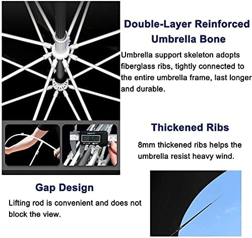 Parasol Umbrella Blue Large Patio Umbrella, Light Fishing Beach Umbrella for Gazebo Busker, Sand Anchor Tilt Mechanism Protective Cover, 7.2ft/7.9ft/8.5ft (Size : 260cm)