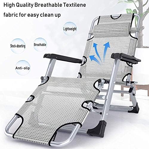 Sun Lounger Garden Chairs Foldable Deck Chair Folding Bed Single Zero Gravity, Patio Breathable Recliner Outdoor Patio Beach Metal Frame Camping Bed (Color, Gray),Gray