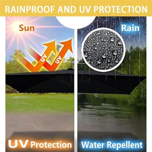 300x300cm Square Parasol Replacement Cover Waterproof Garden Canopy for Patio Pool Market Durable 8 Strut Gazebo Top 3x3M Green Outdoor Umbrella Canopy