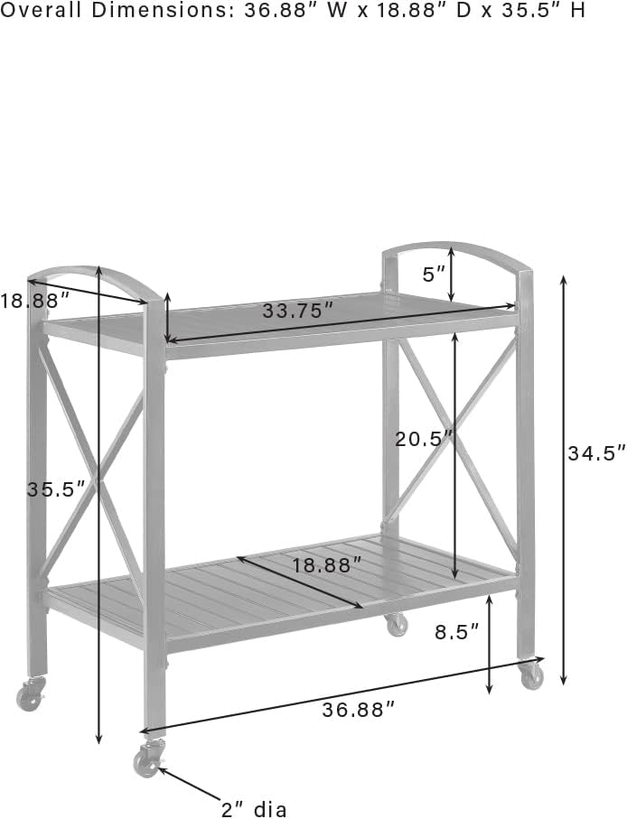 Crosley Furniture CO7390-BZ Kaplan Outdoor Metal Bar Cart, Oil Rubbed Bronze