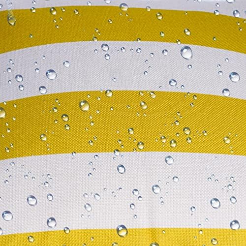 tiggell 4 Pack Waterproof Pillow Covers Outdoor Throw Pillowcases Decorative Garden Cushion Case for Home Garden Patio Couch Balcony Striped (18 * 18 inch, Yellow & White)
