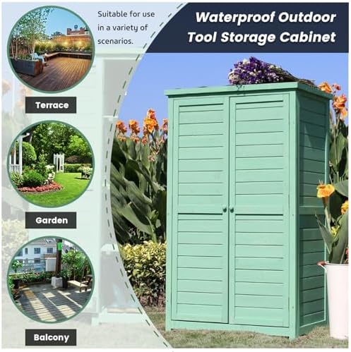 Potting Bench, Outdoor Storage Cabinet With Shoe Cabinet And Rainproof Shed Wood Color Garden Tool Box Included (White 140X80X53Cm)