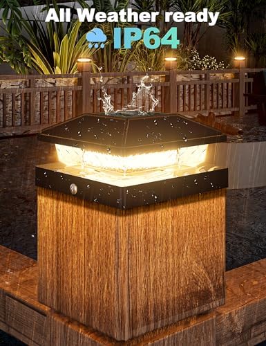 VOLISUN Solar Post Cap Lights 6 Pack, 4x4 Deck Fence Post Solar Lights Outdoor with Warm White Lighting, Waterproof Solar Lights for Vinyl/Wood Posts to Decorate Fence, Deck, Garden, Patio